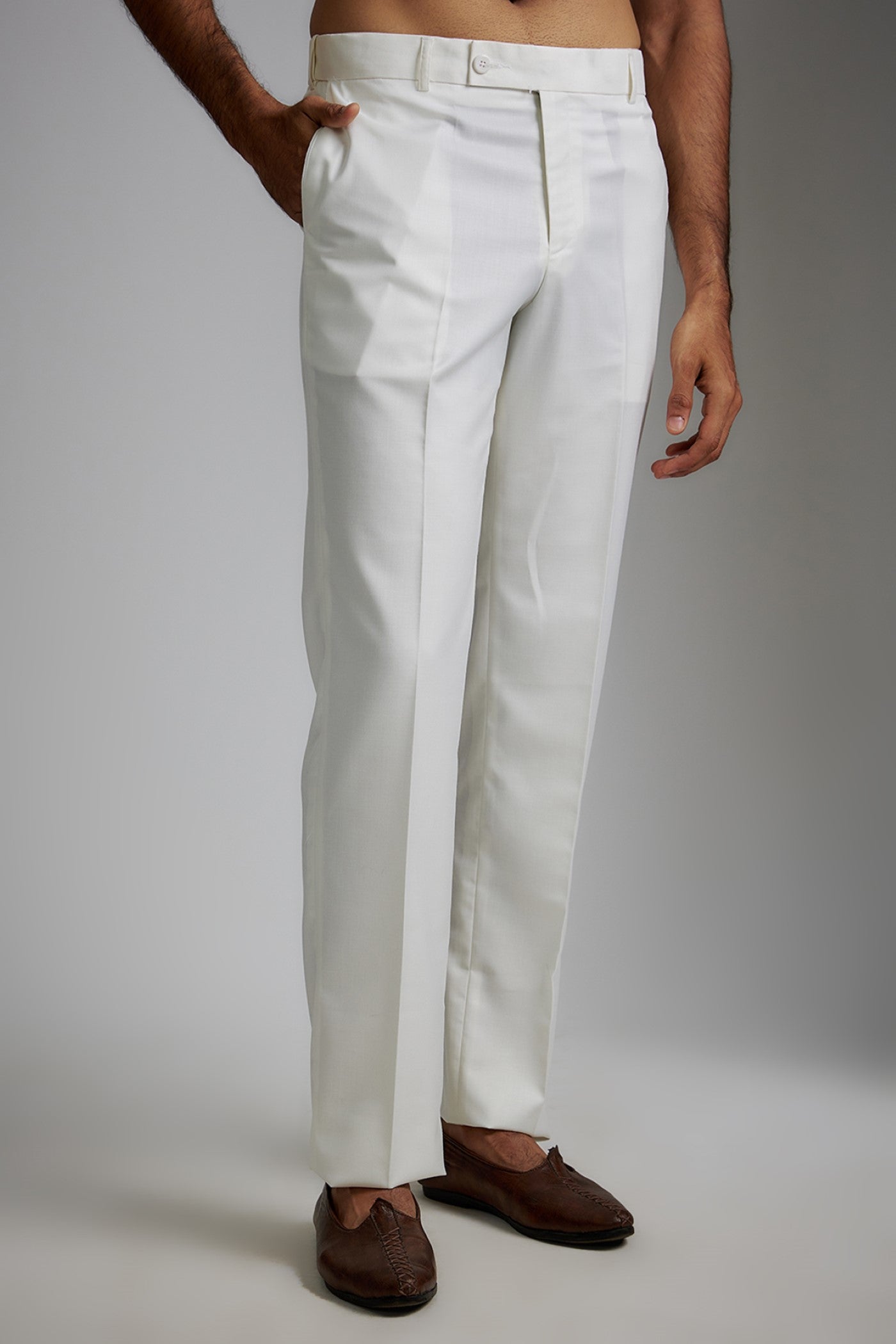 White Jacquard Bandhgala Jacket Set
