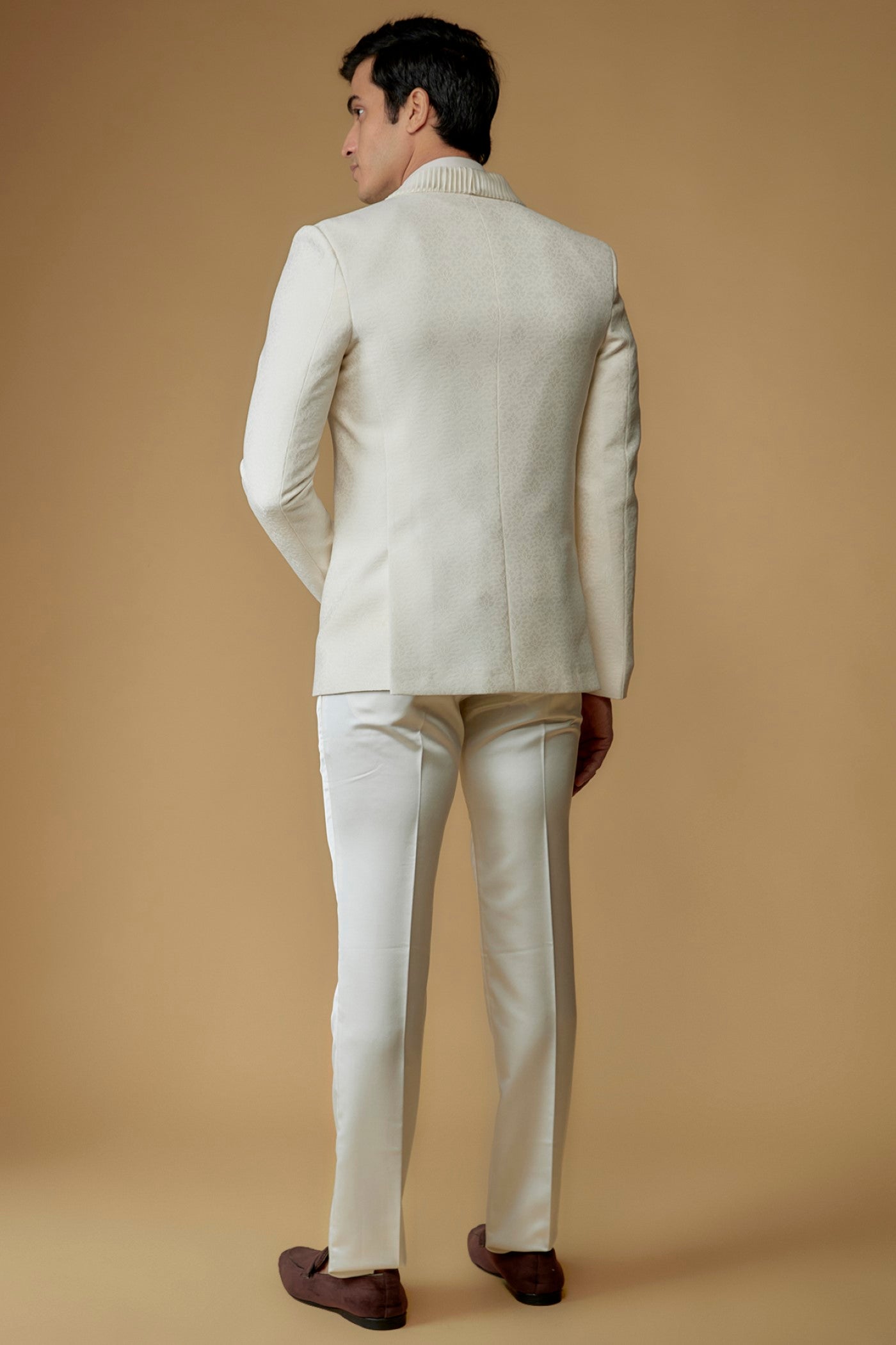 Lace White Italian Jacquard Tuxedo Set