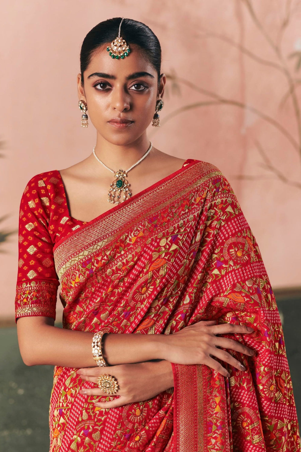 Red Georgette Weaving Saree