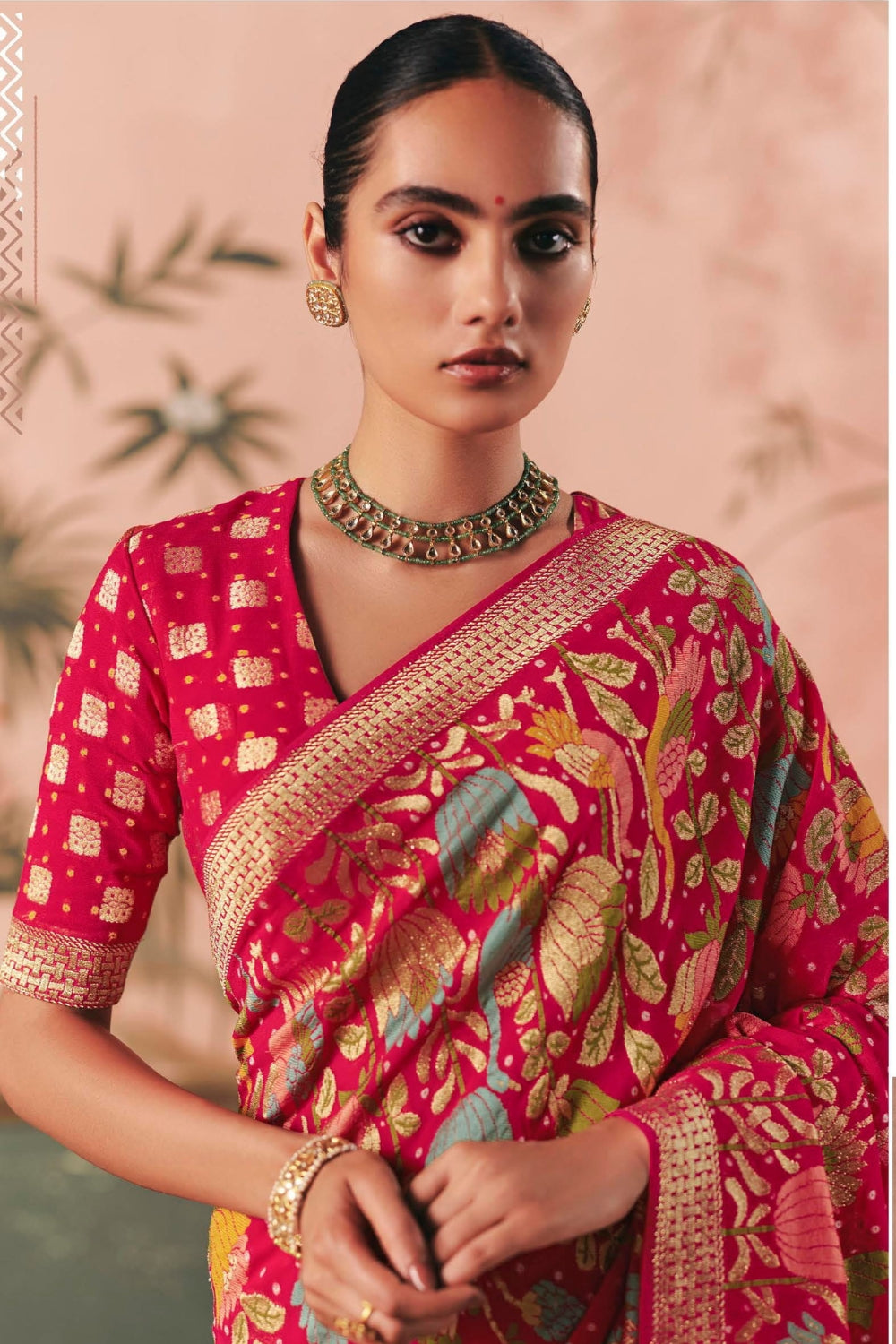 Red Georgette Weaving Saree