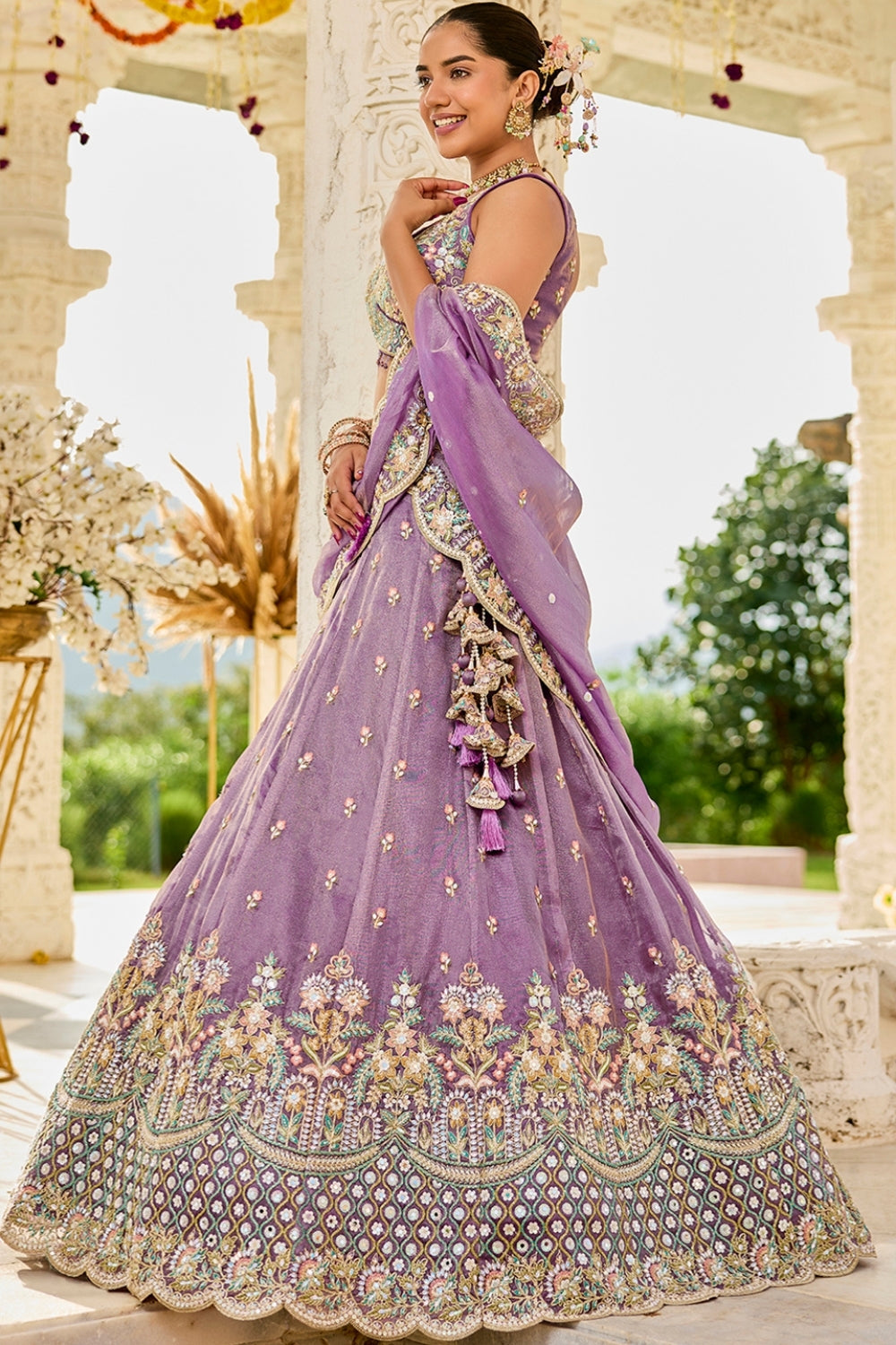 SATIN  SILK LEHENGA CHOLI WITH RESHAM EMBROIDERY AND SEQUINS