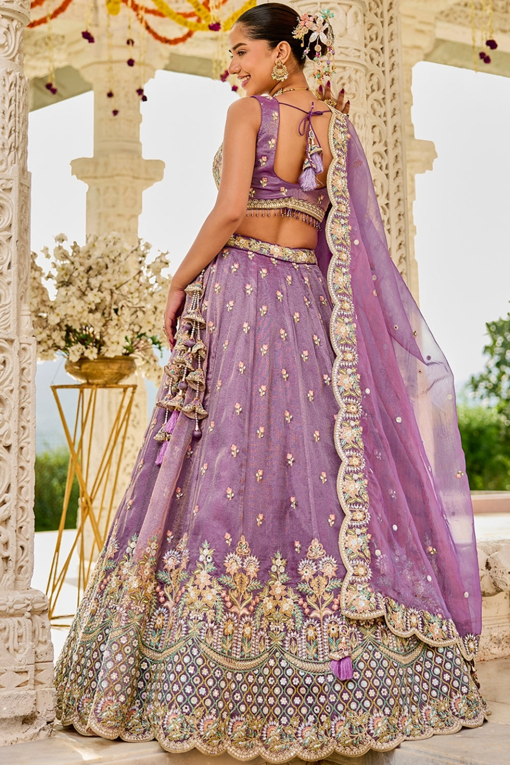 SATIN  SILK LEHENGA CHOLI WITH RESHAM EMBROIDERY AND SEQUINS