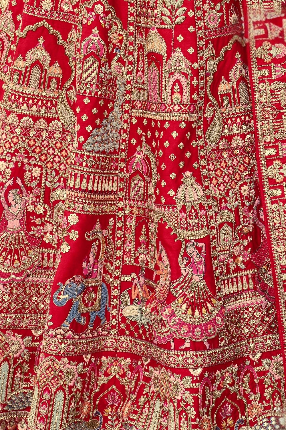 SILK BRIDAL LEHENGA CHOLI WITH RESHAM EMBROIDERY AND SEQUINS