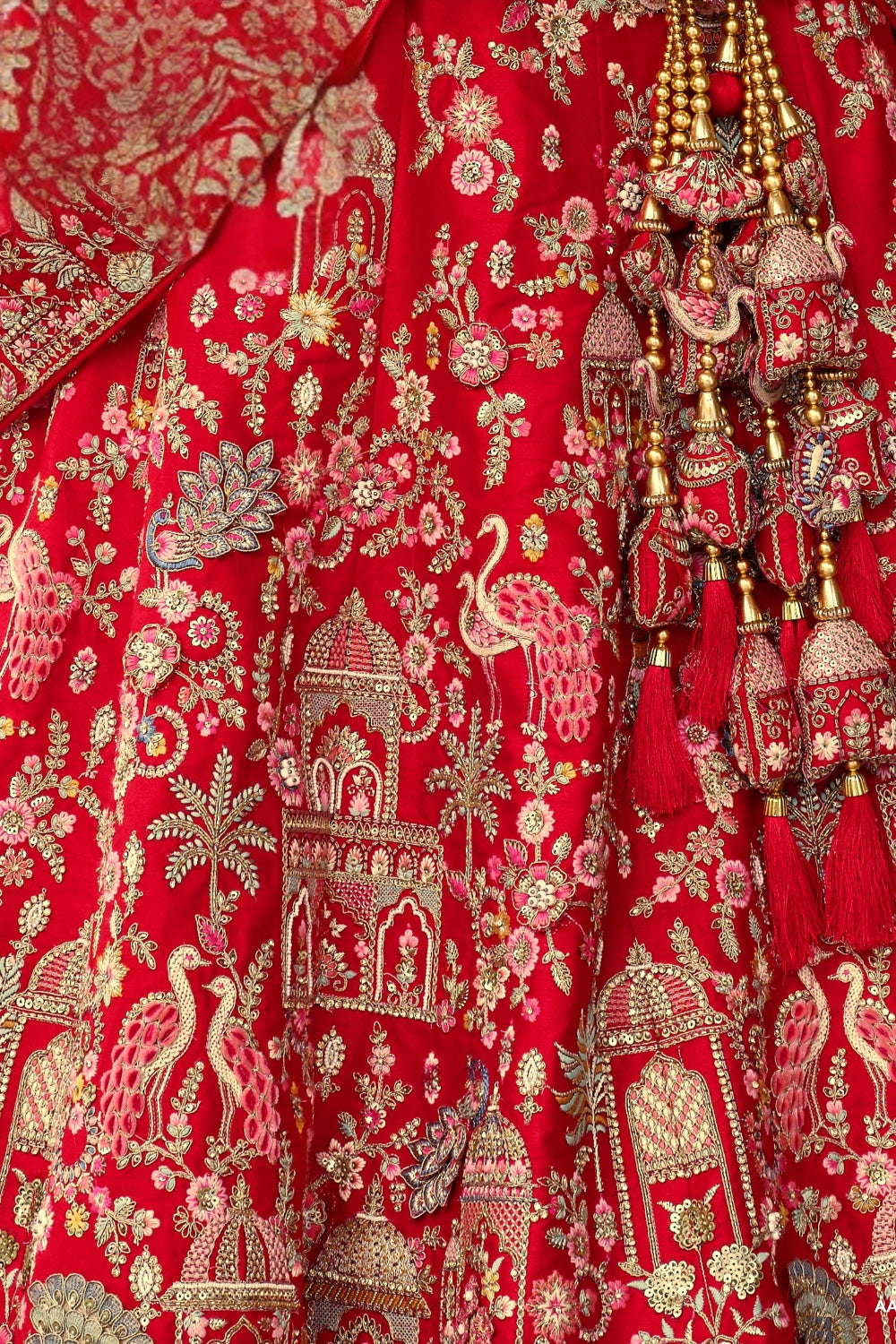 SILK BRIDAL LEHENGA CHOLI WITH RESHAM EMBROIDERY AND SEQUINS