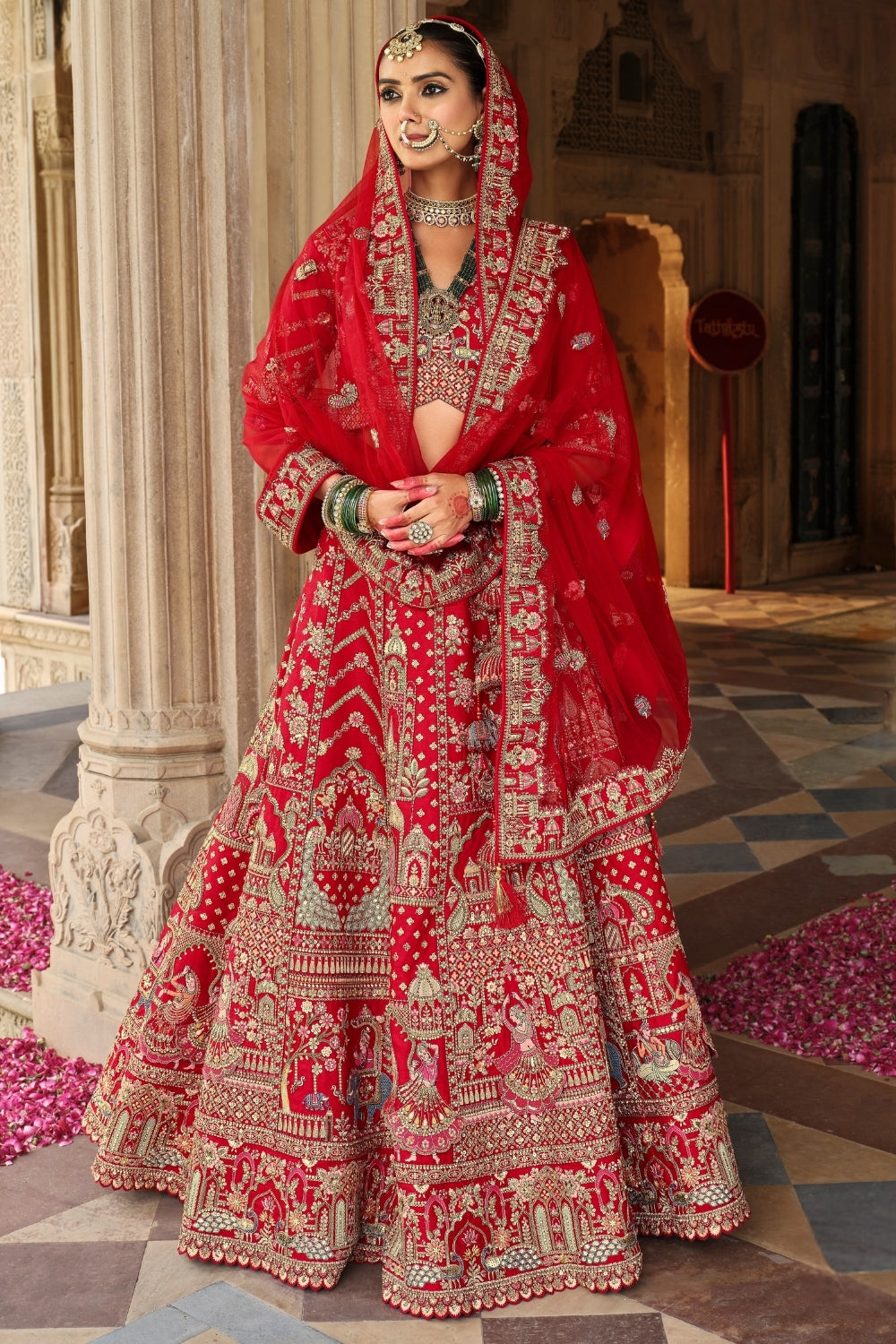 SILK BRIDAL LEHENGA CHOLI WITH RESHAM EMBROIDERY AND SEQUINS