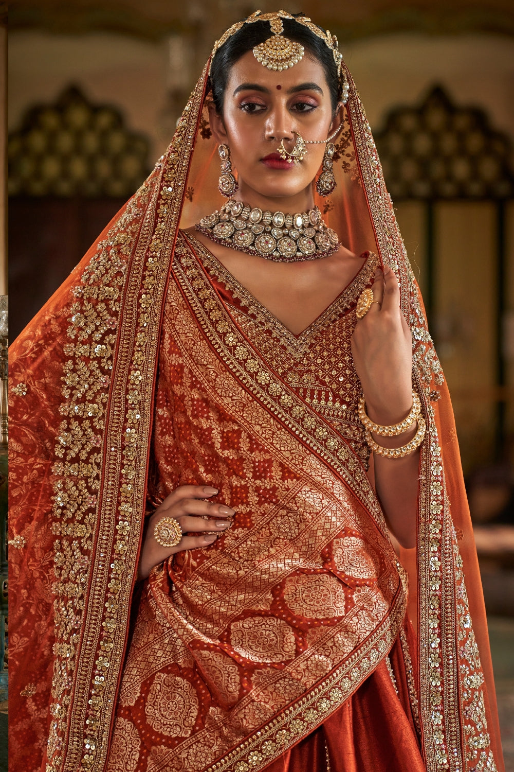 SILK BRIDAL LEHENGA WITH RESHAM EMBROIDERY AND ZARDOSI