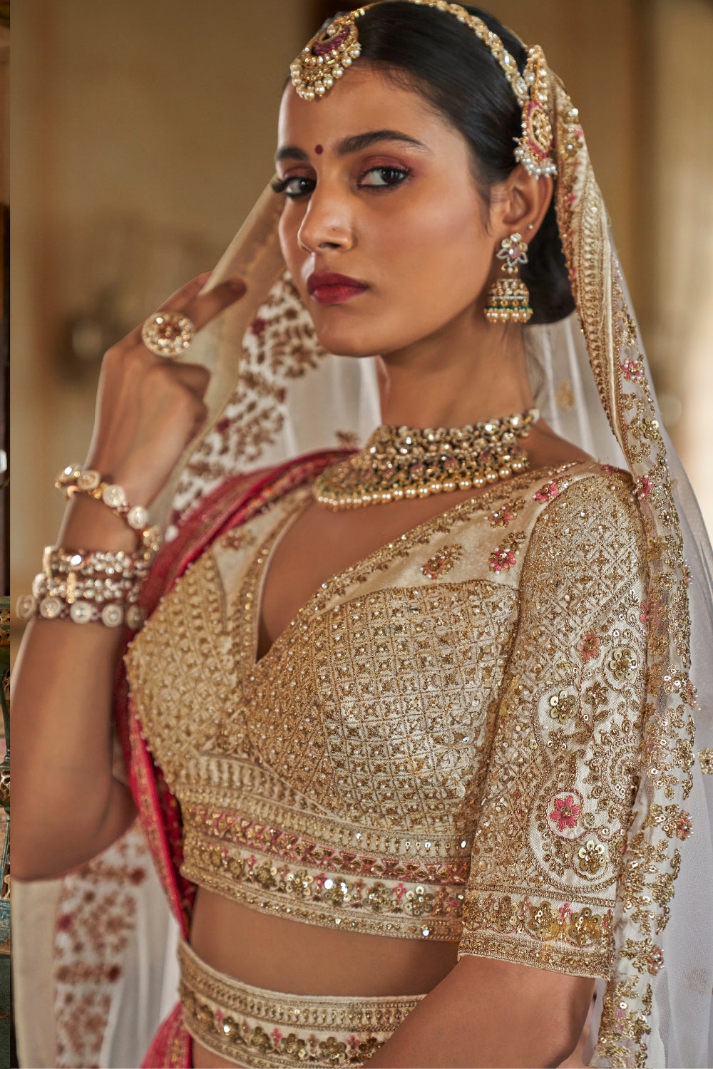 SILK BRIDAL LEHENGA WITH RESHAM EMBROIDERY AND ZARDOSI