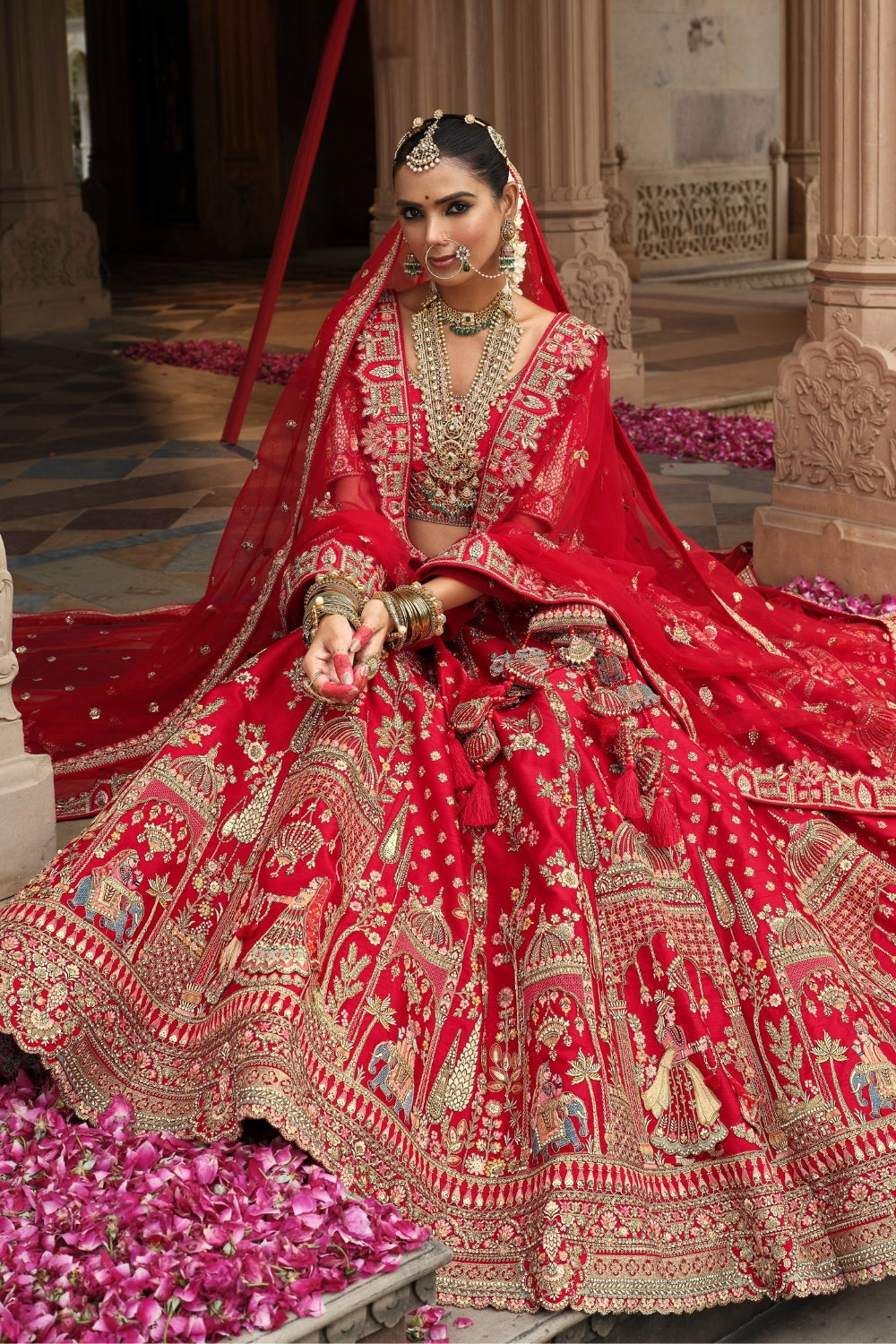 SILK BRIDAL LEHENGA CHOLI WITH STONE AND SEQUINS