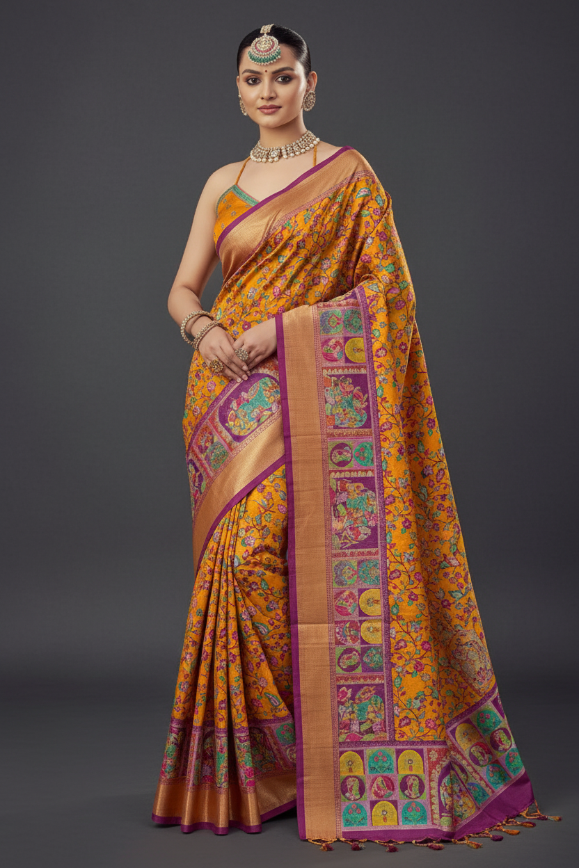 SILK SAREE WITH ALL OVER PRINT