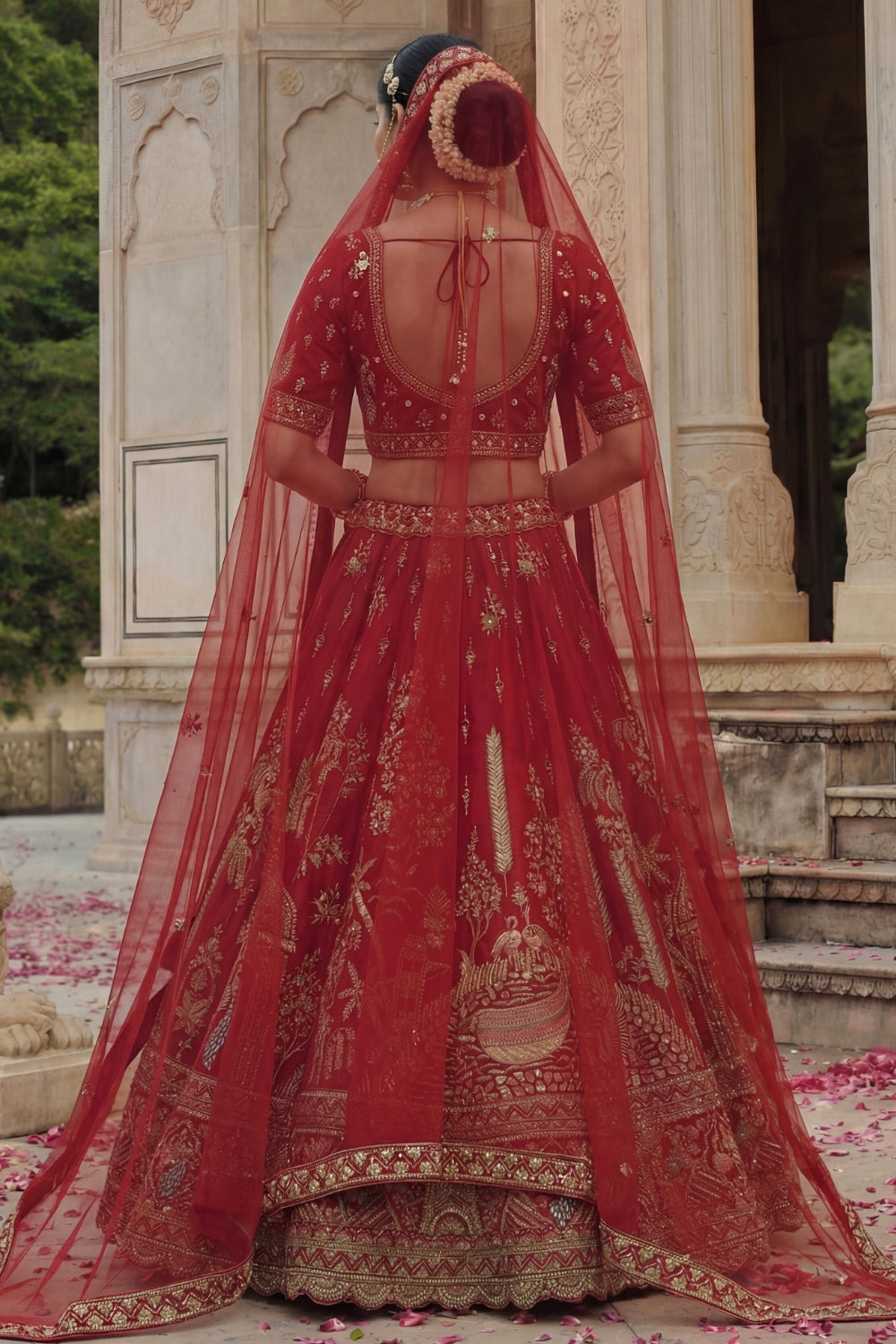 Silk Bridal Lehenga Set with Embroidery and Sequins