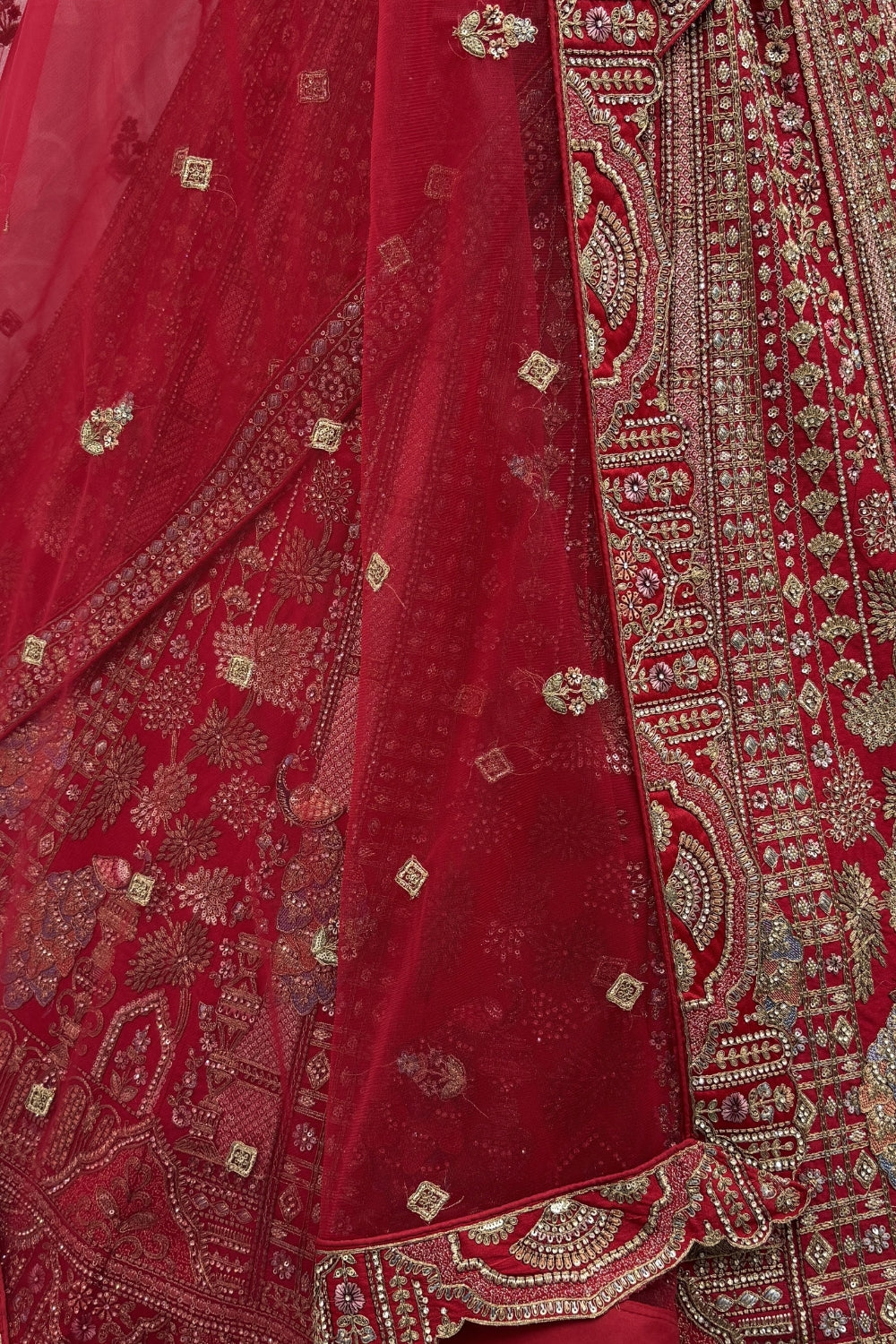 Silk Bridal Lehenga Set with Sequins and Stone Work