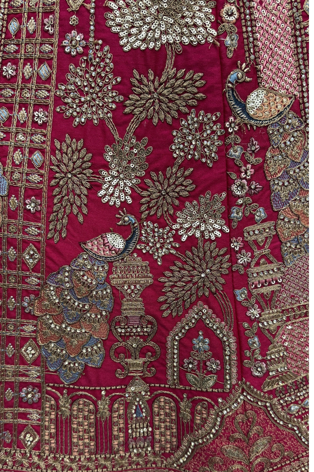 Silk Bridal Lehenga Set with Sequins and Stone Work