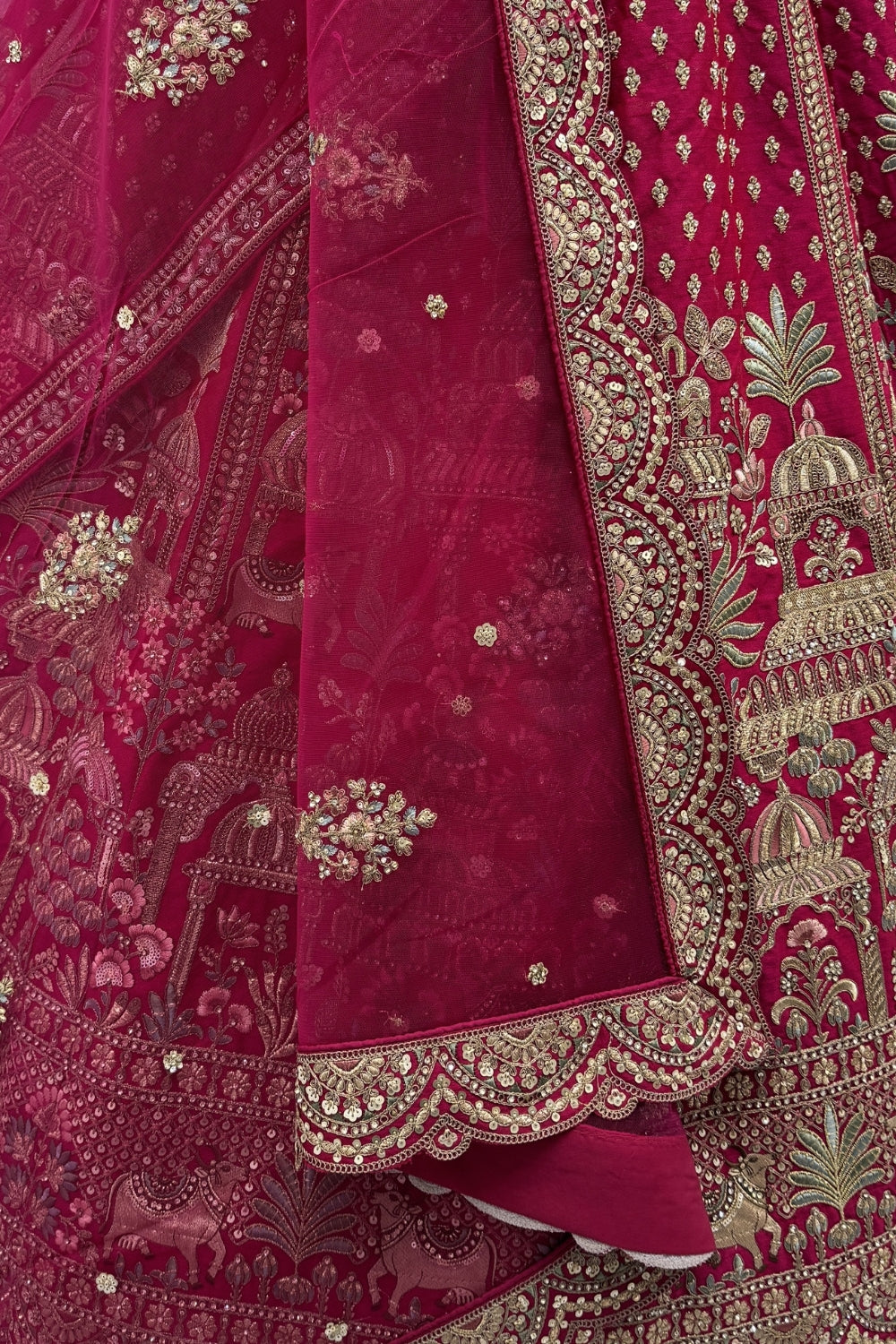 Silk Bridal Lehenga Set with Zardosi and Stone Work