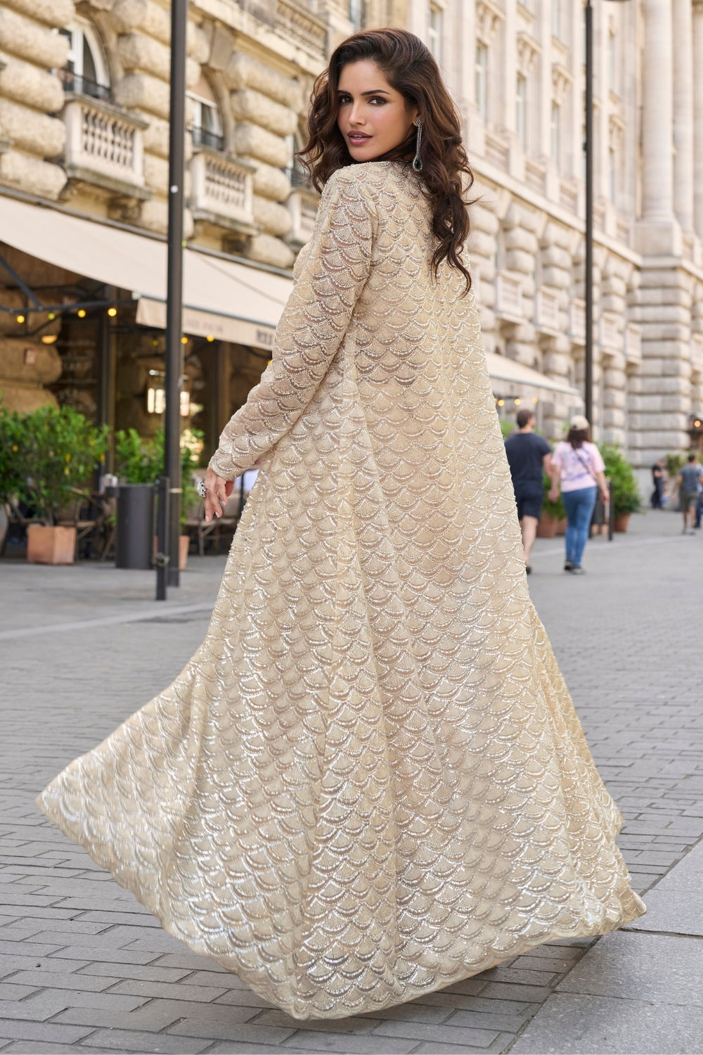 Silk Indo Western with Cutdana and Sequins Work