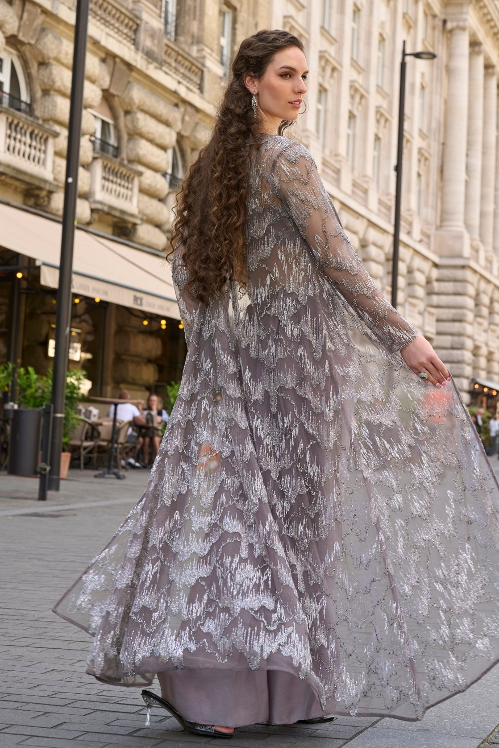 Silk Indo Western with Cutdana and Sequins Work