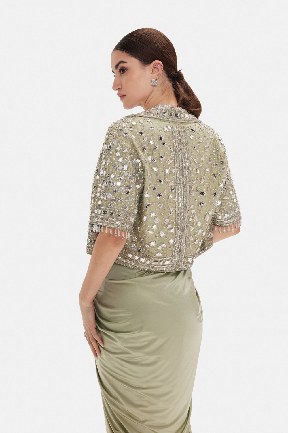 Silk Indo Western with Mirror and Moti Work