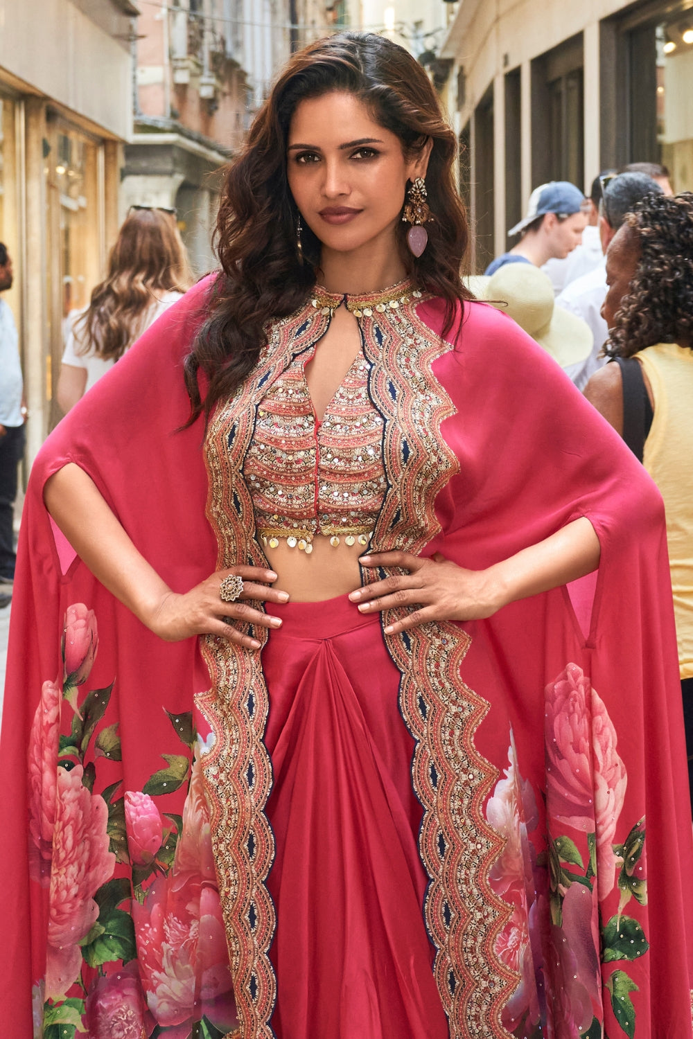 Silk Indo Western with Mirror and Sequins Work