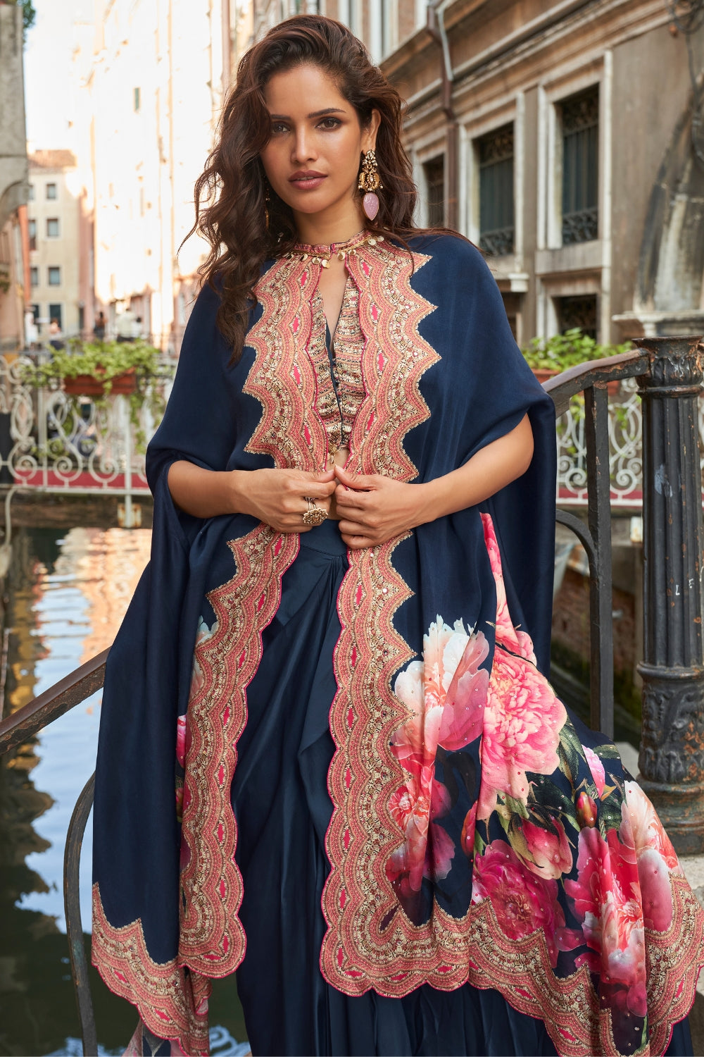 Silk Indo Western with Mirror and Sequins Work