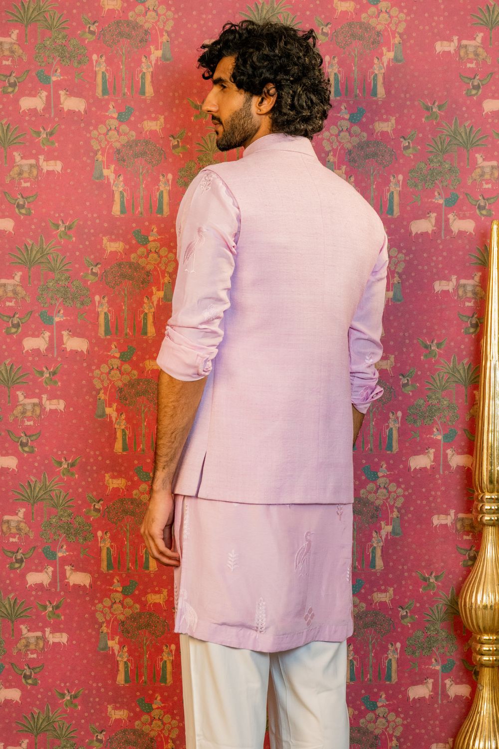 Pink Silk Koti Set with Zardosi and Resham Embroidery