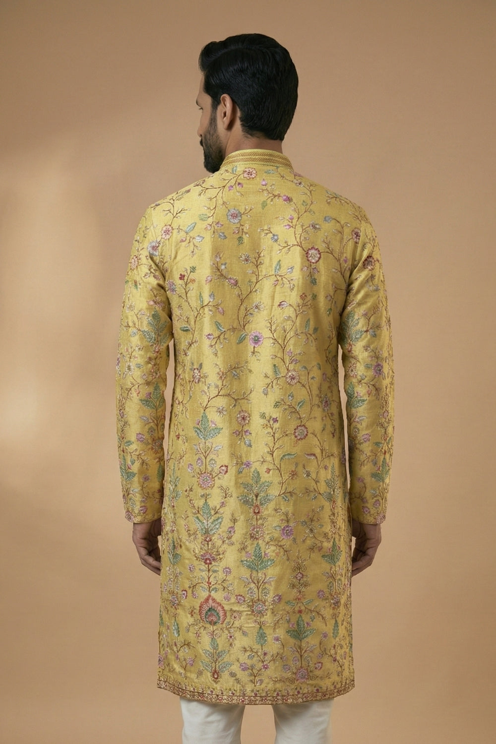 Silk Kurta Set with Embroidery and Sequins Work