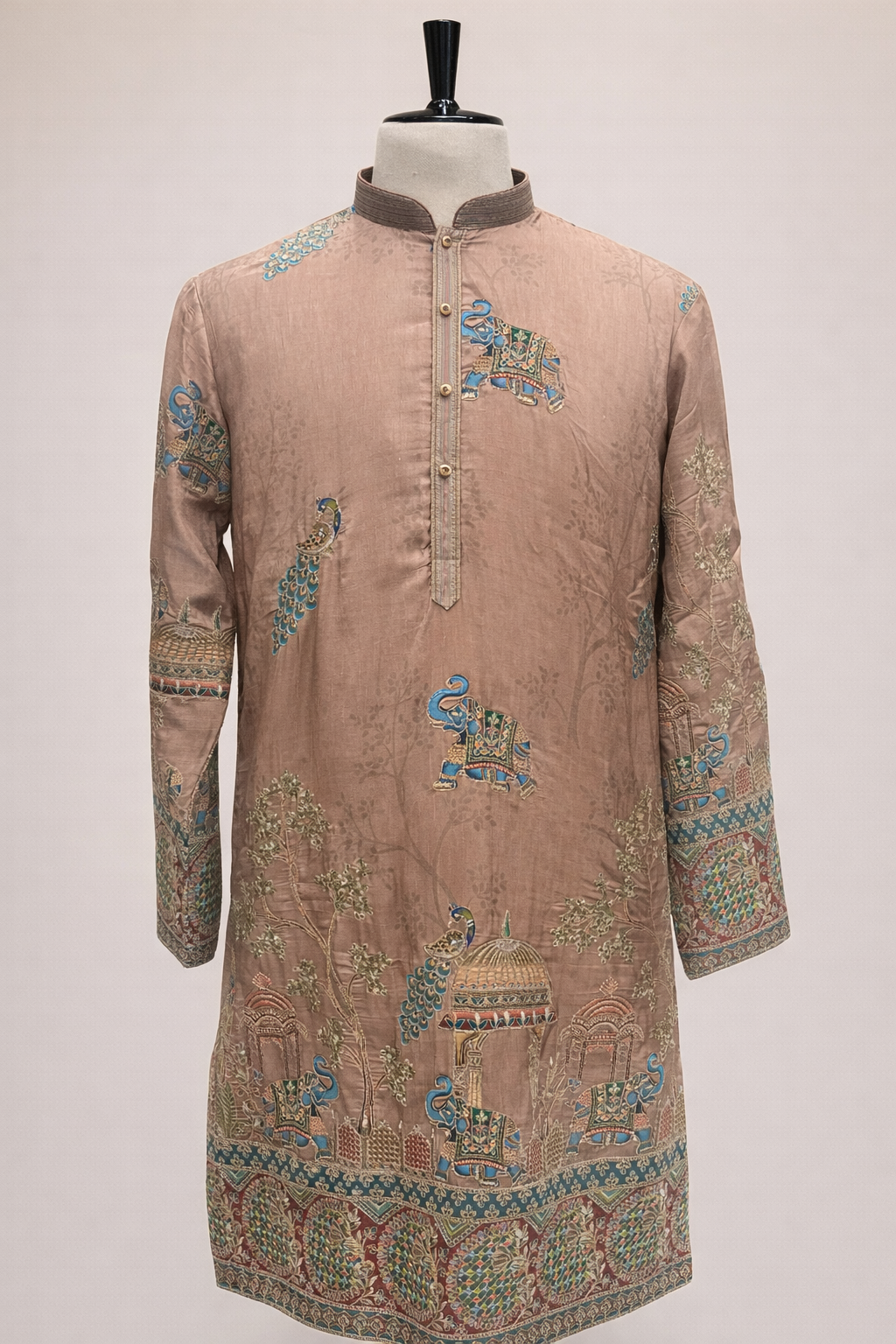 Silk Kurta Set with Resham Embroidery and Sequins Work