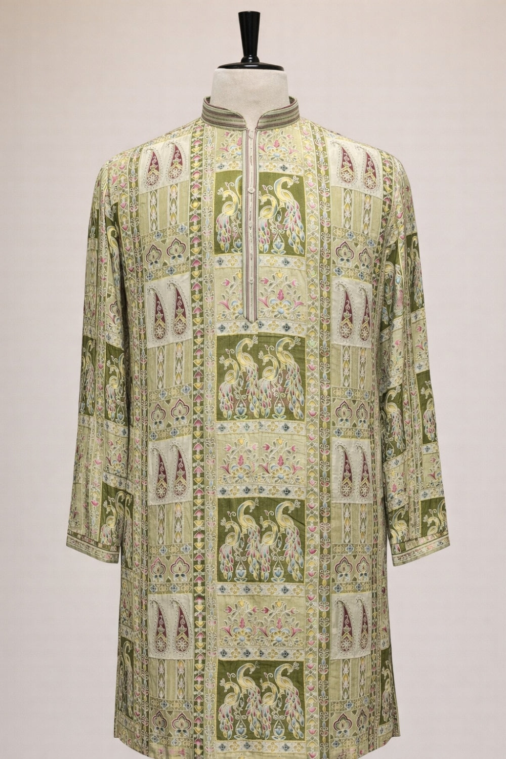 Silk Kurta Set with Resham Embroidery and Sequins Work