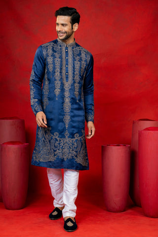 Silk Kurta Set With Stone And Cutdana Work