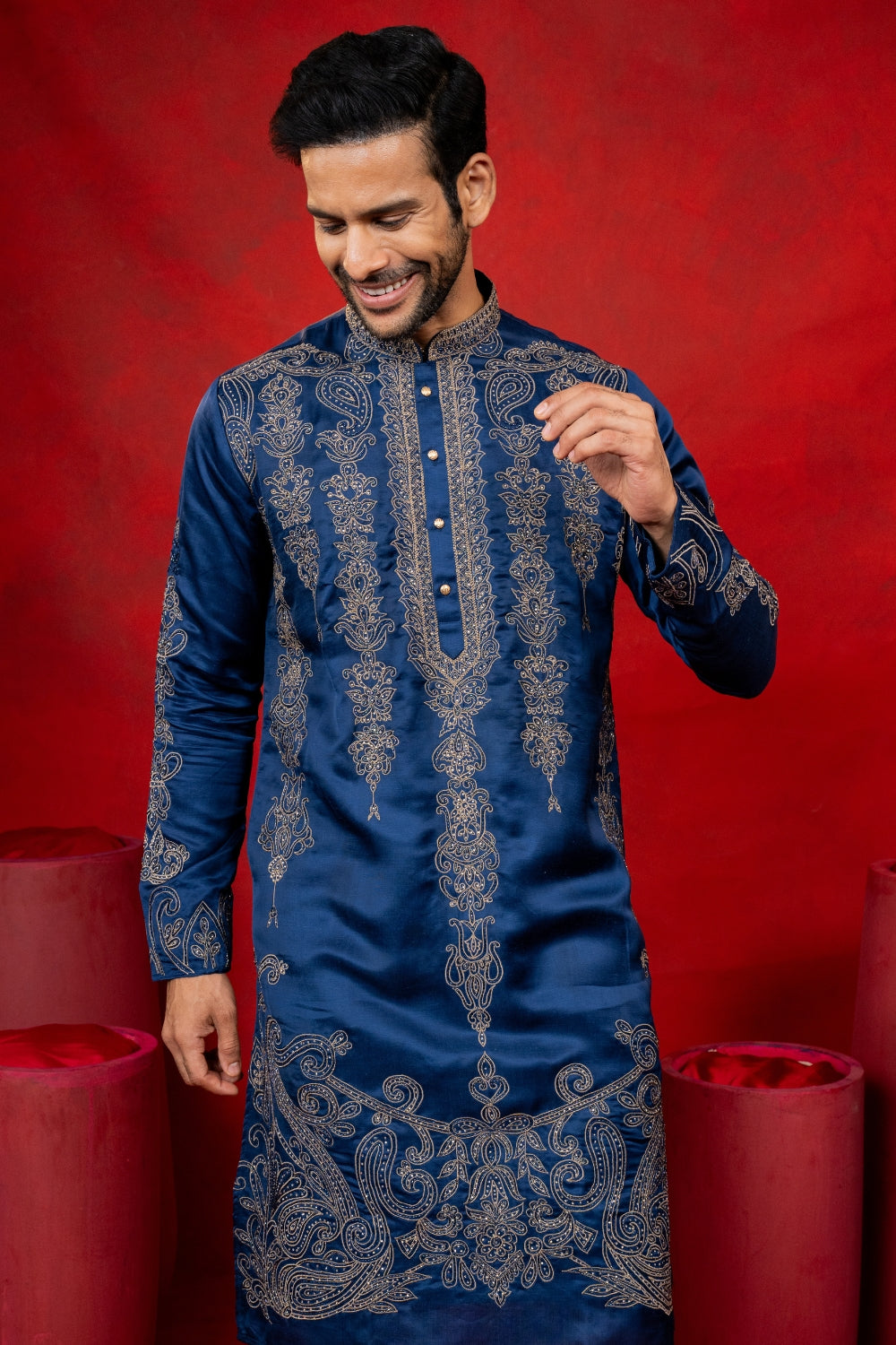 Silk Kurta Set with Stone and Cutdana Work