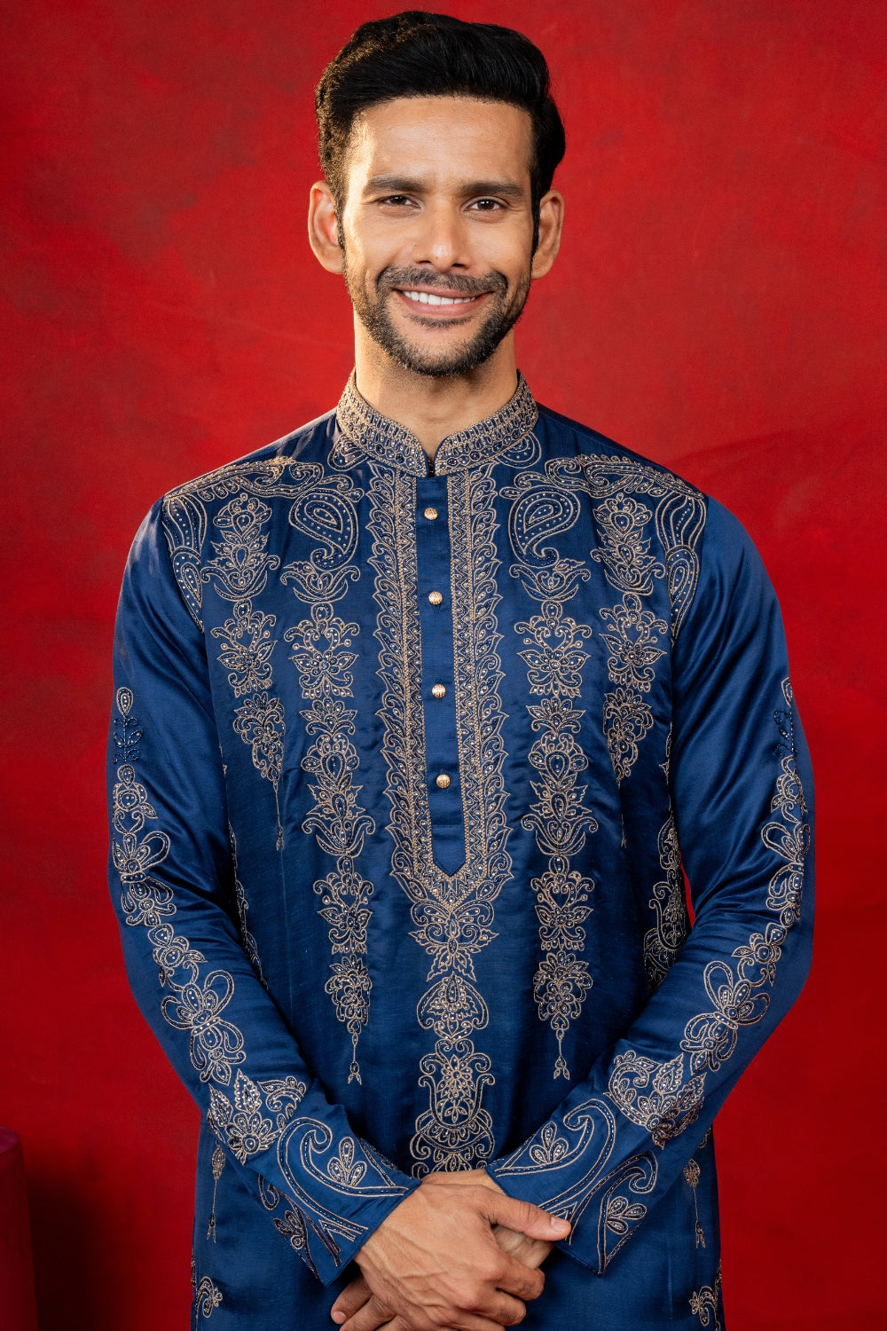 Silk Kurta Set with Stone and Cutdana Work