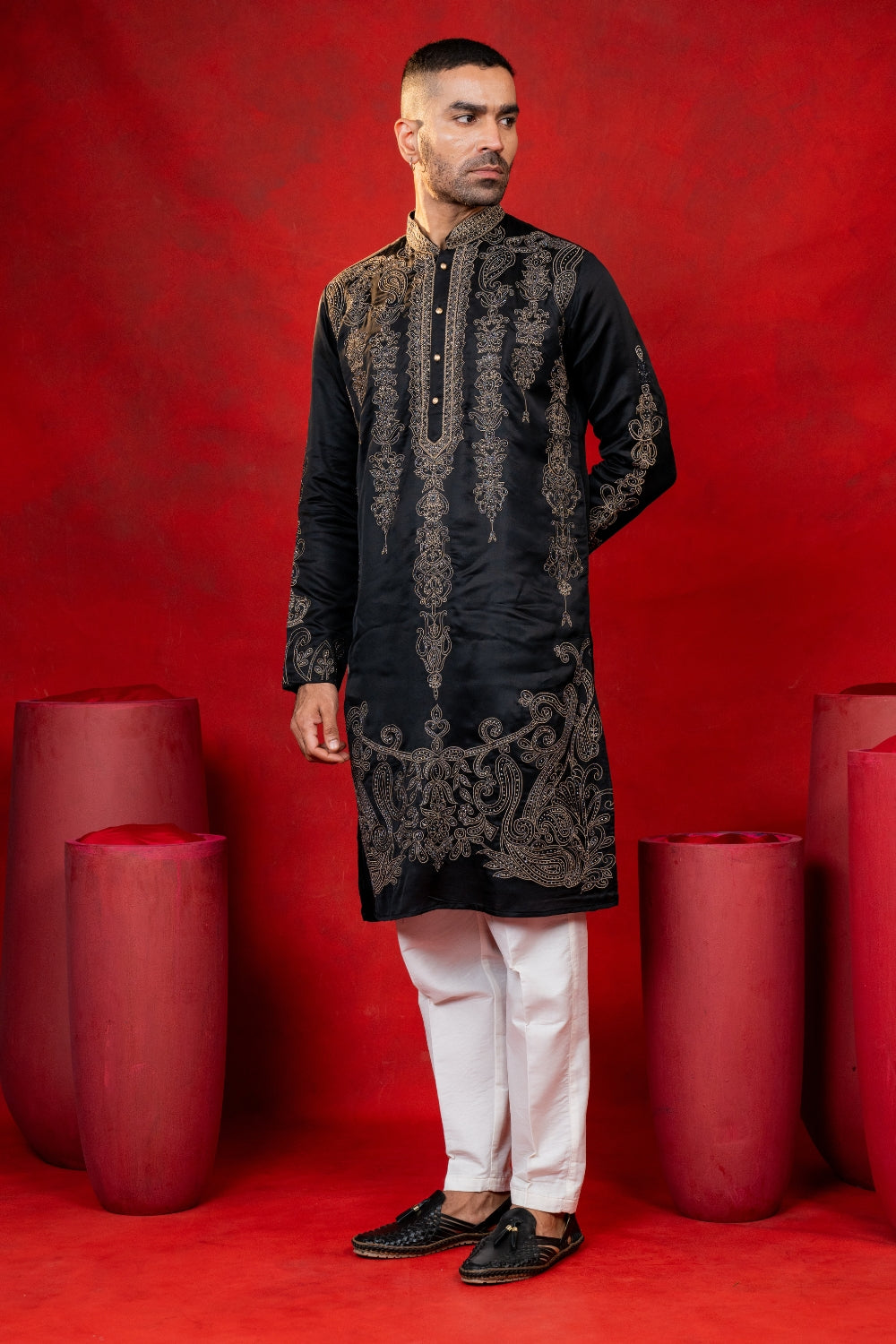 Silk Kurta Set with Stone and Cutdana Work