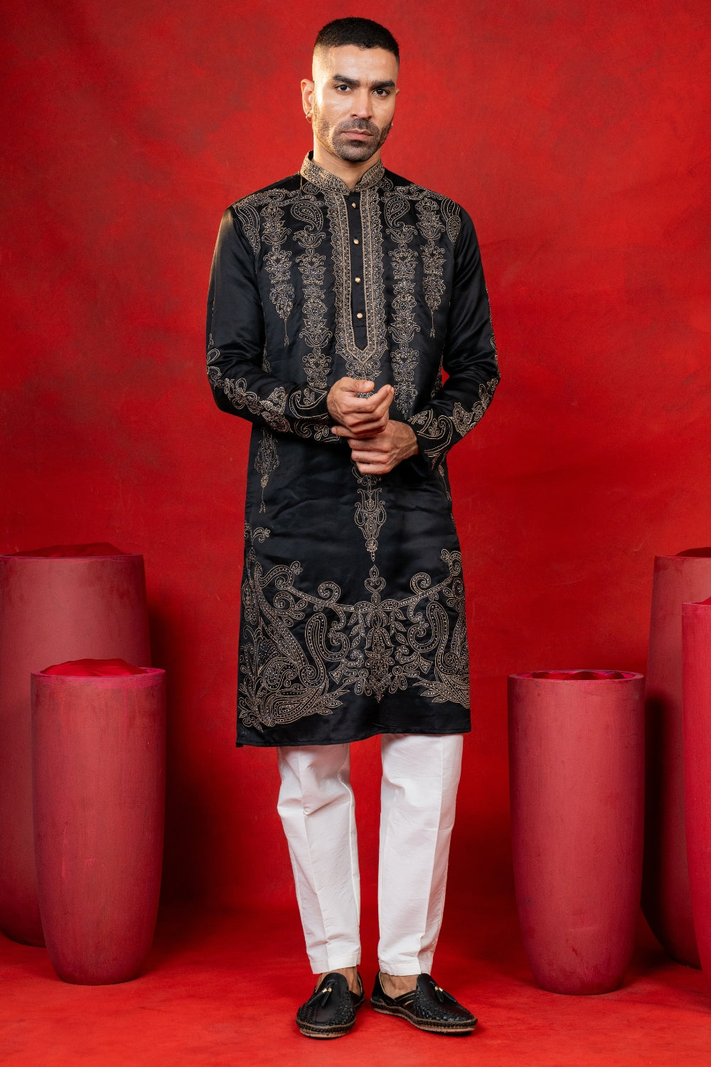 Silk Kurta Set with Stone and Cutdana Work