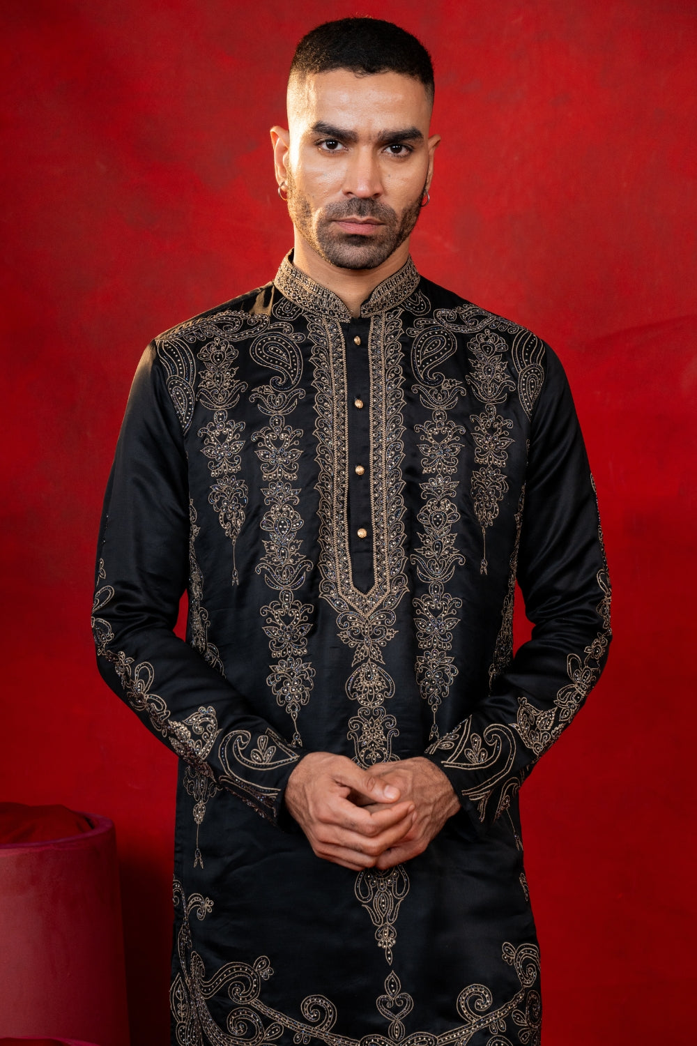 Silk Kurta Set with Stone and Cutdana Work