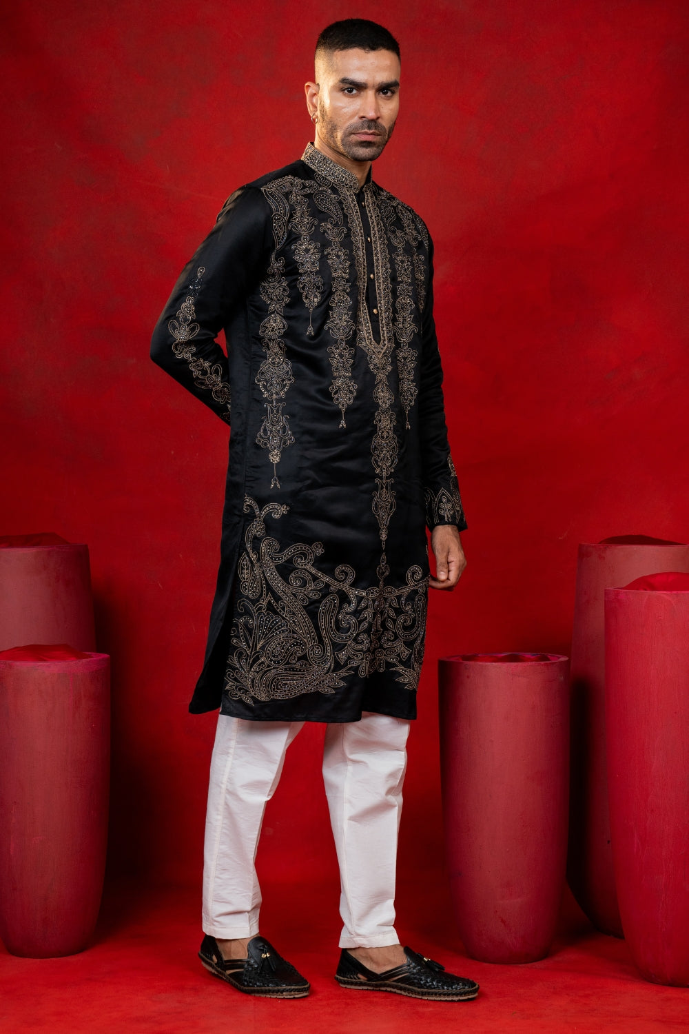Silk Kurta Set with Stone and Cutdana Work