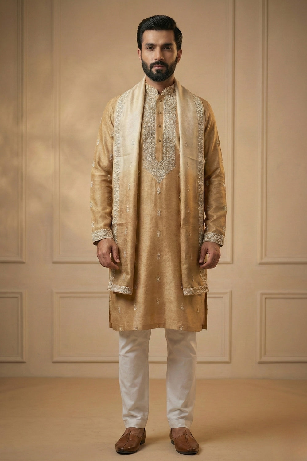 Silk Kurta Set with Thread Work