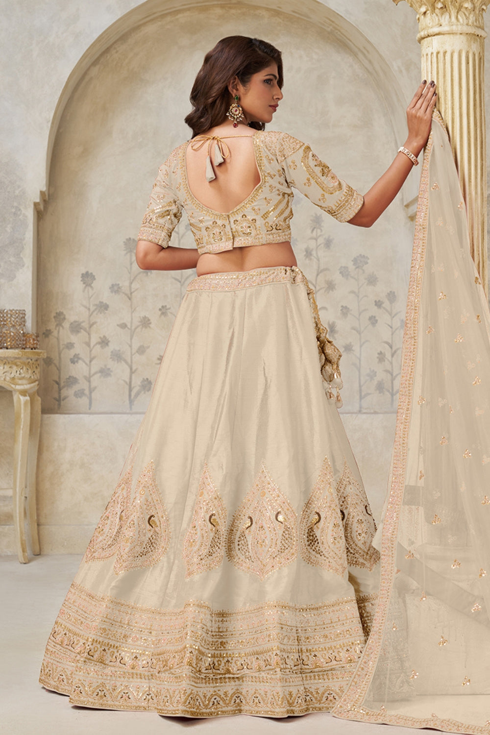 Silk Lehenga Choli with Cutdana and Stone Work