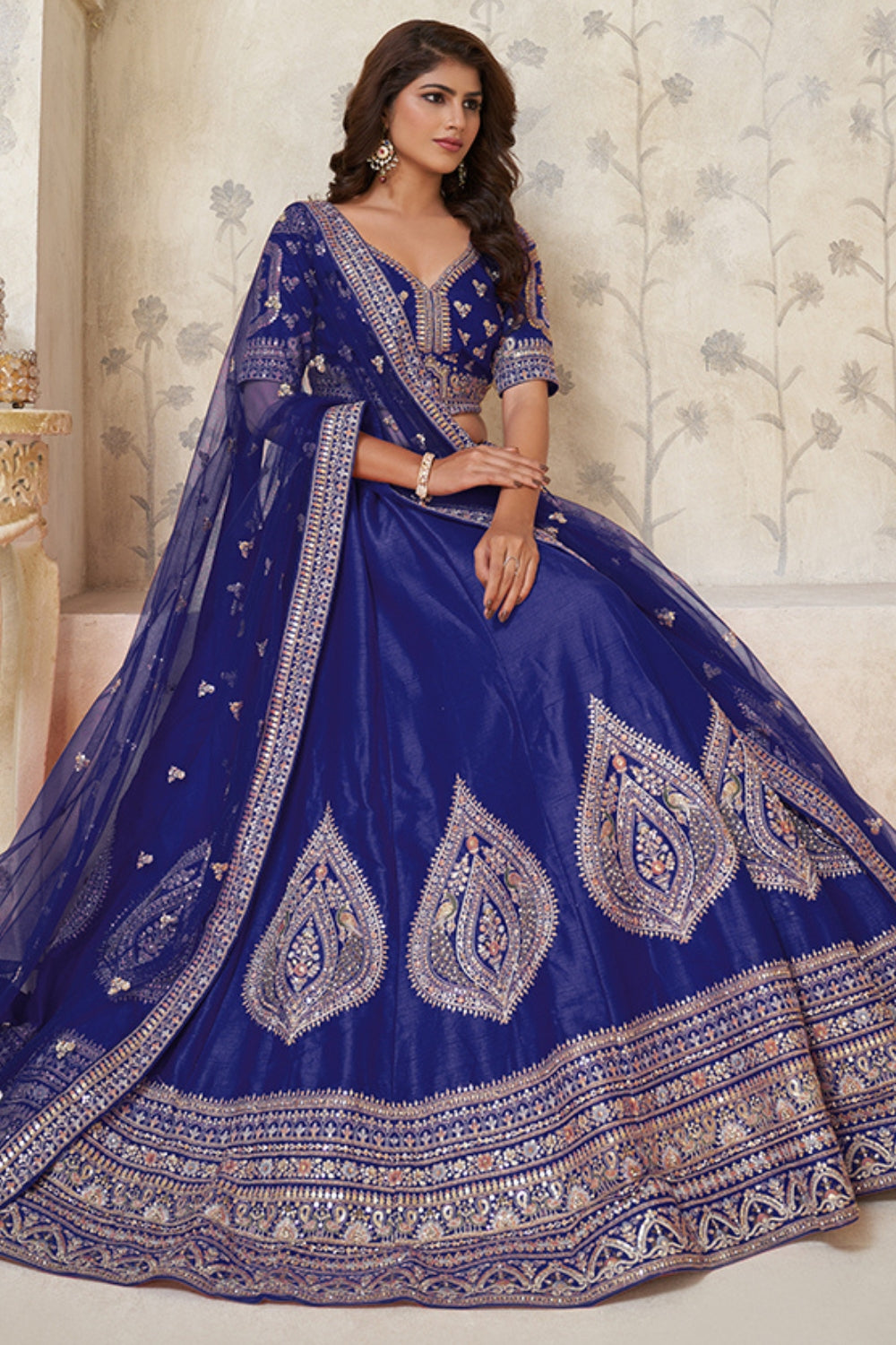 Silk Lehenga Choli with Cutdana and Stone Work