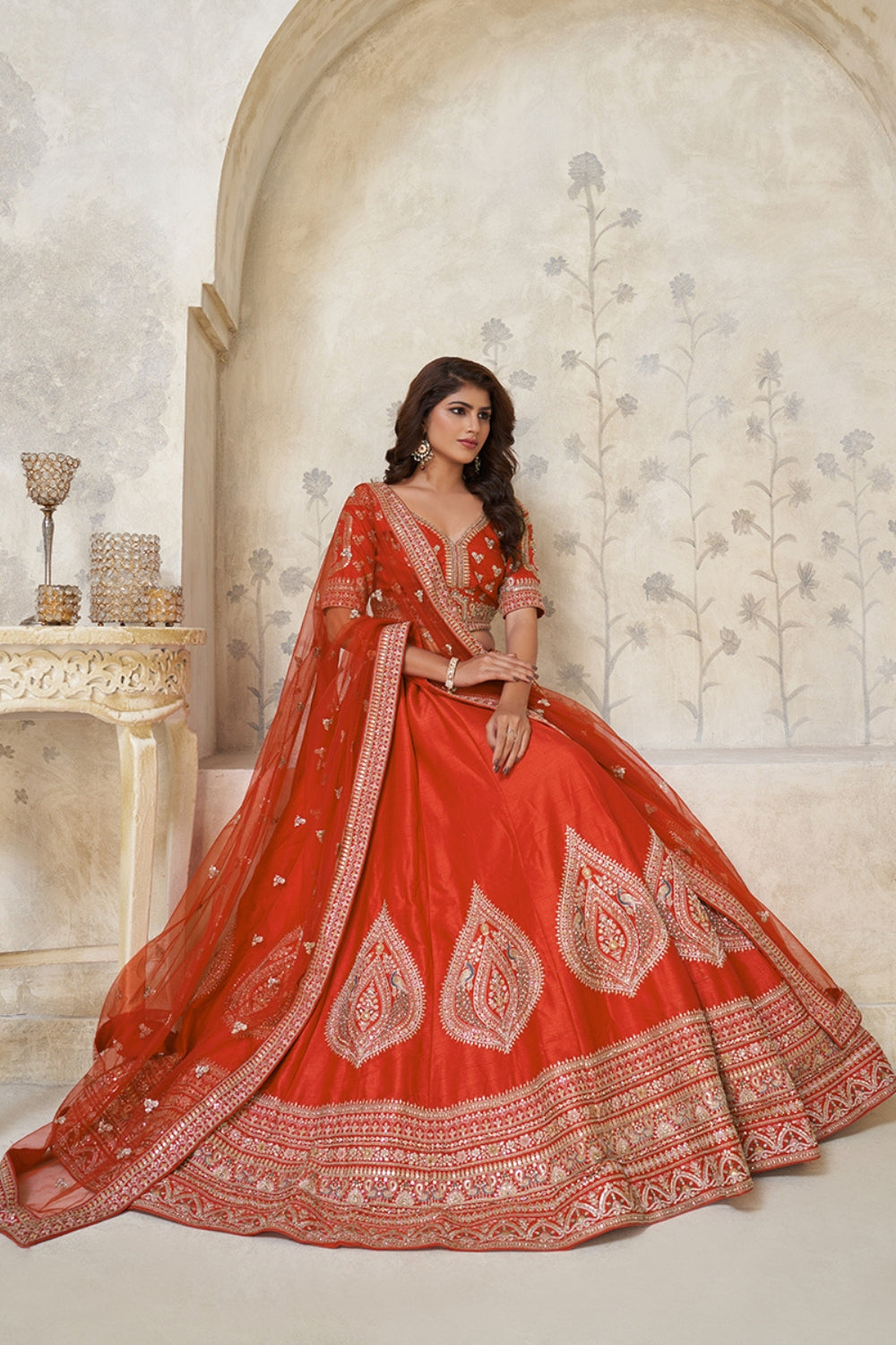 Silk Lehenga Choli with Cutdana and Stone Work