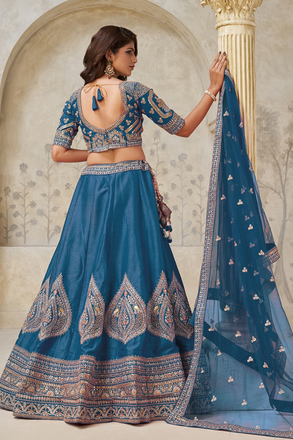 Silk Lehenga Choli with Cutdana and Stone Work