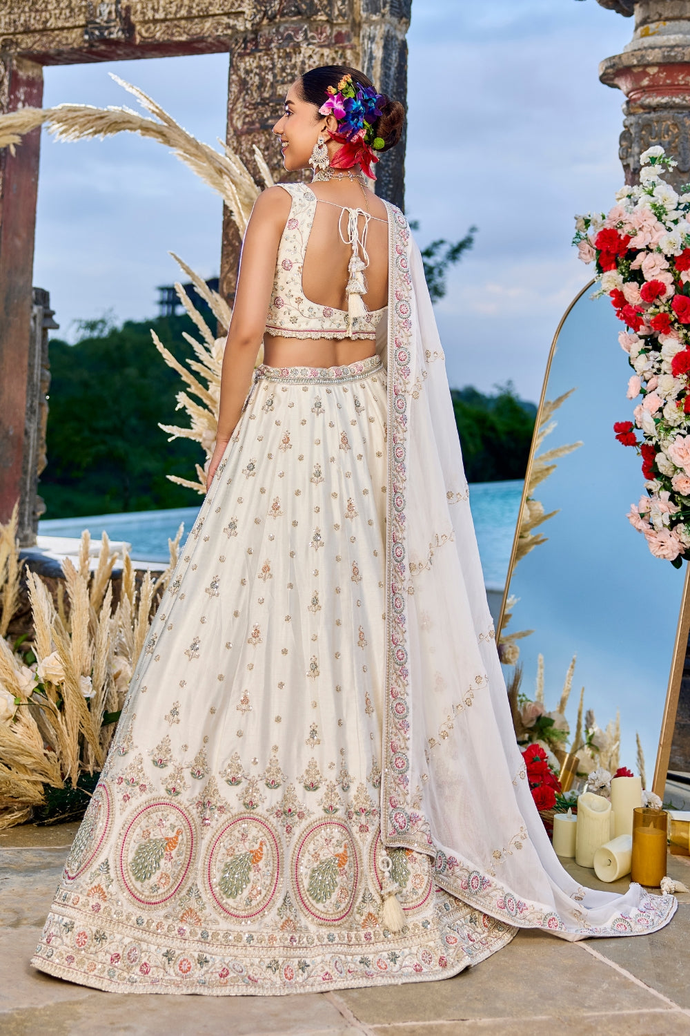 Silk Lehenga Choli with Resham Embroidery and Sequins Work