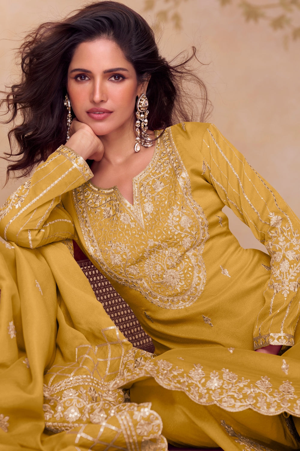 Silk Palazzo set with Embroidery and Sequins Work