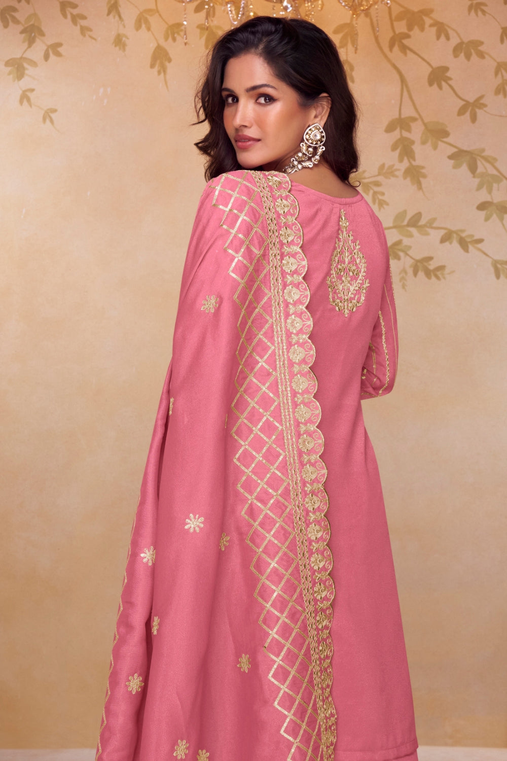 Silk Palazzo set with Embroidery and Sequins Work