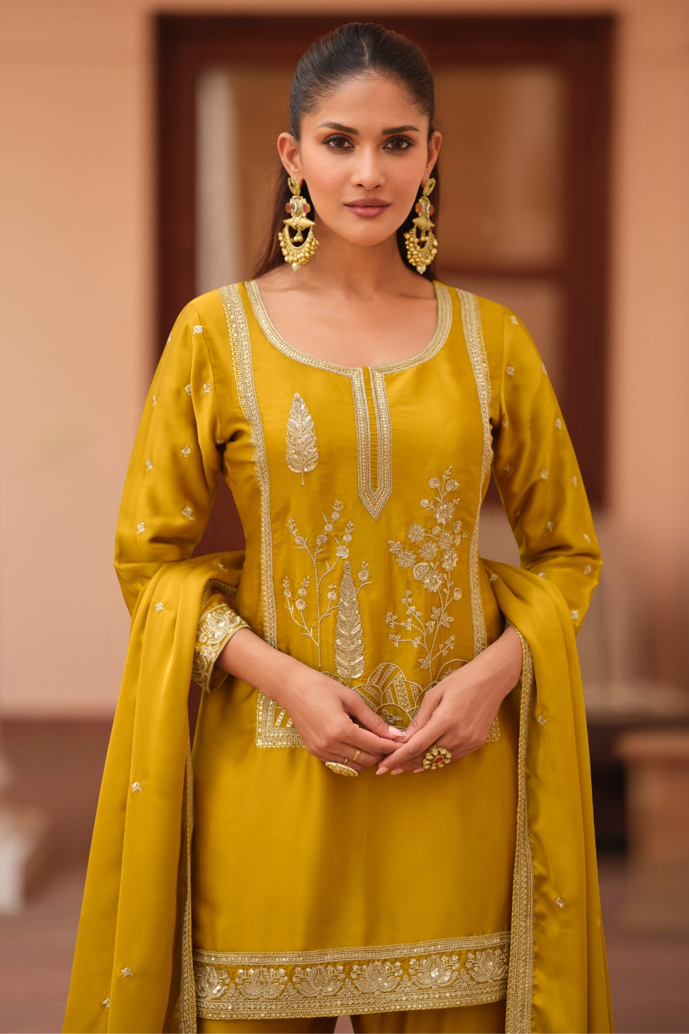 Silk Sharara Set with Embroidery and Sequins Work