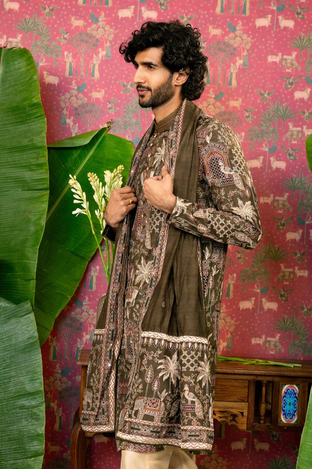 Silk Kurta Set with Embroidery Work and Matching Dupatta