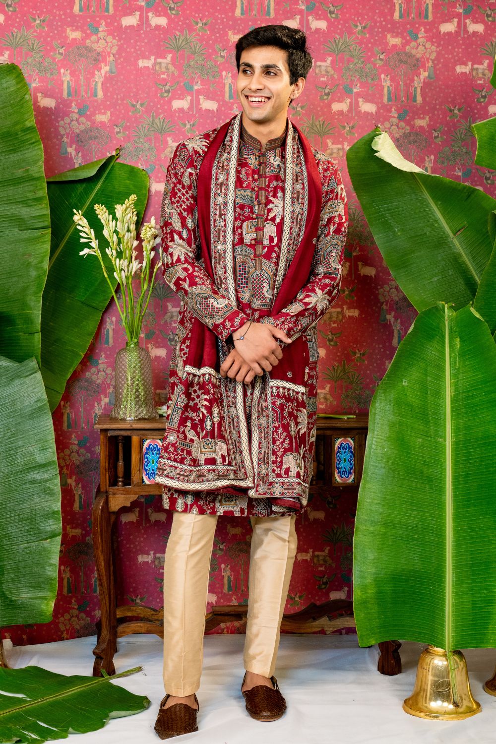 Silk Kurta Set with Embroidery Work and Matching Dupatta