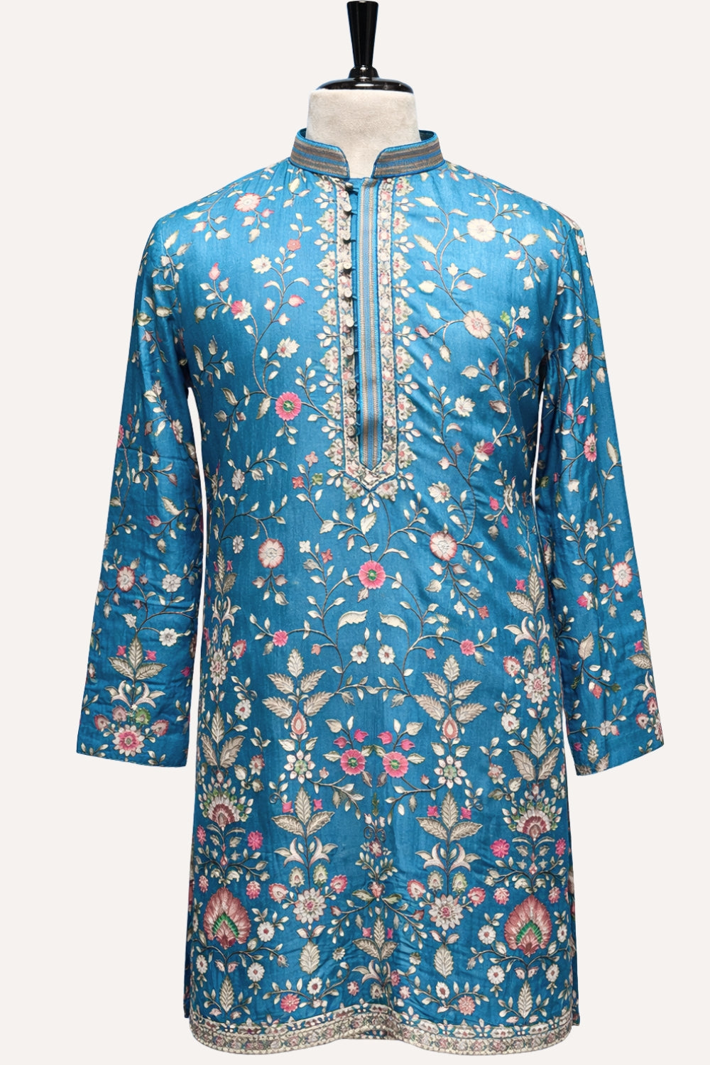 Silk Kurta Set with Embroidery and Sequins Work