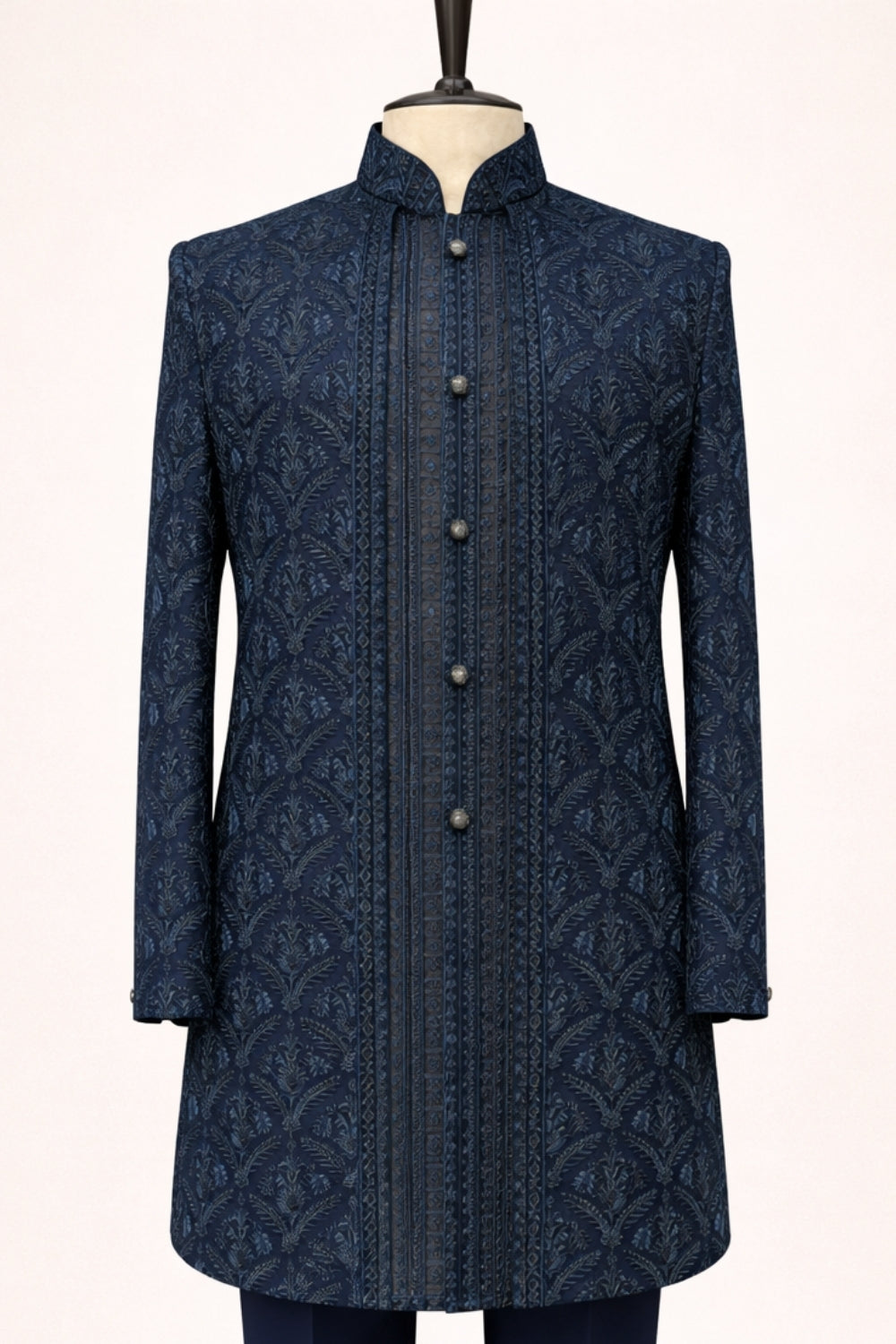 Teal Blue Georgette Indo Western with Embroidery and Sequins Work