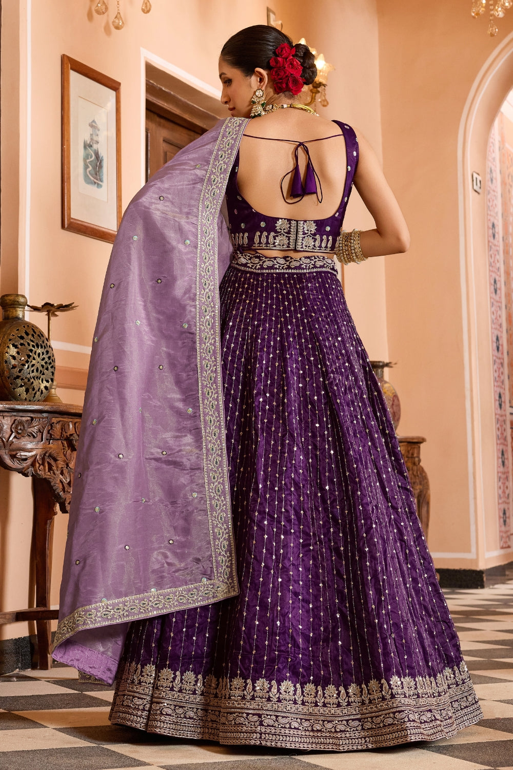 Tissue Lehenga Choli With Resham Embroidery and Sequins