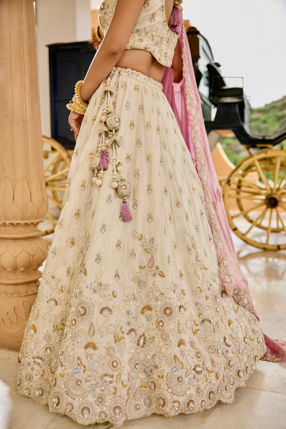 Tissue Lehenga Choli With Sequins and Beads Work