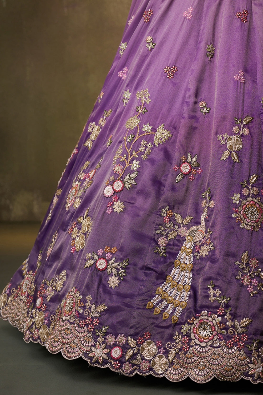 Tissue Lehenga Set with Sequins and Moti Work