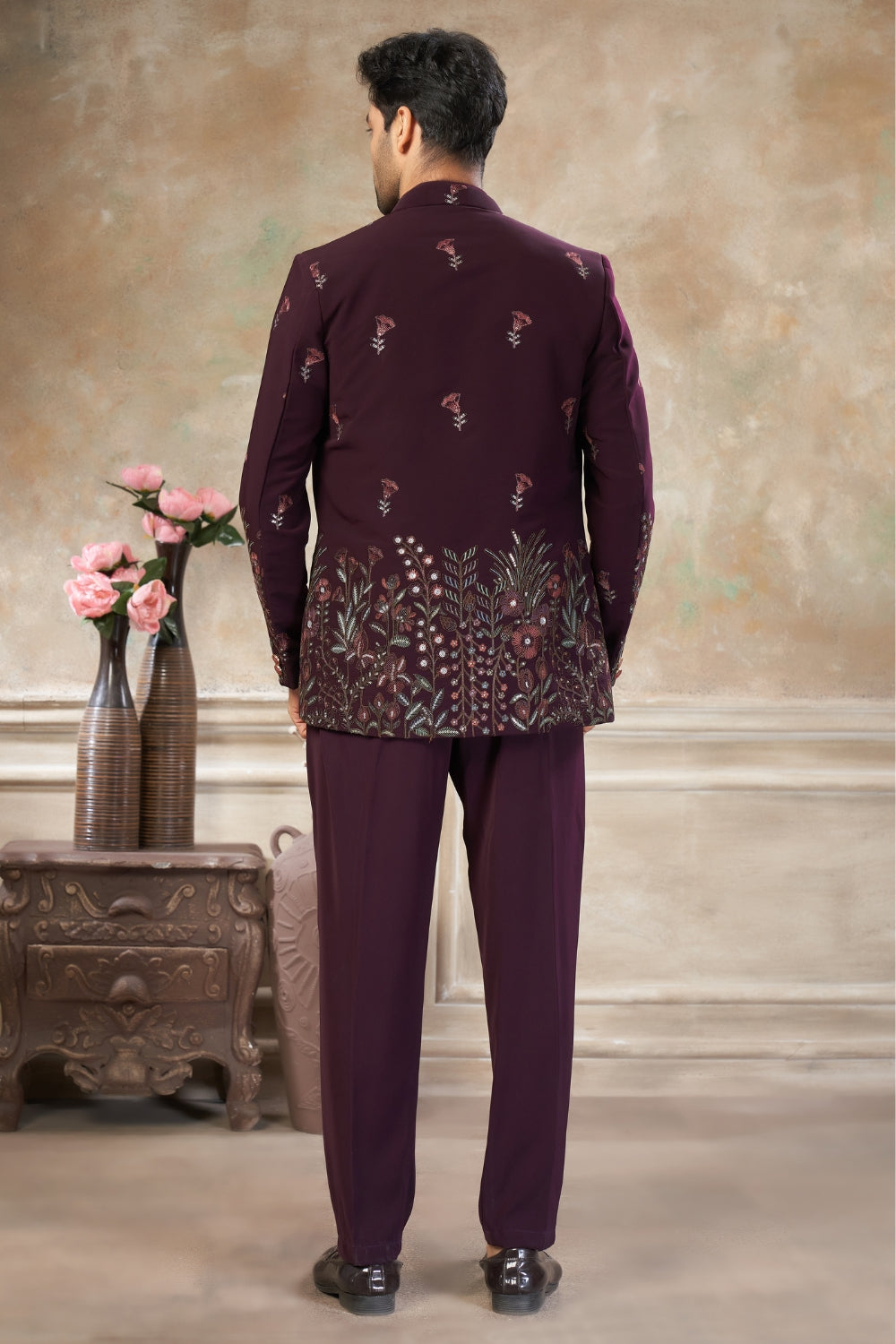 Imported Jodhpuri Set with Embroidery and Sequins Work